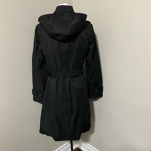 London Fog Double Breasted Trench Coat With Removable Hood - Picture 2 of 11